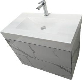 Шкаф с бяла мивка и мраморен ефект Verona 80 Marble W